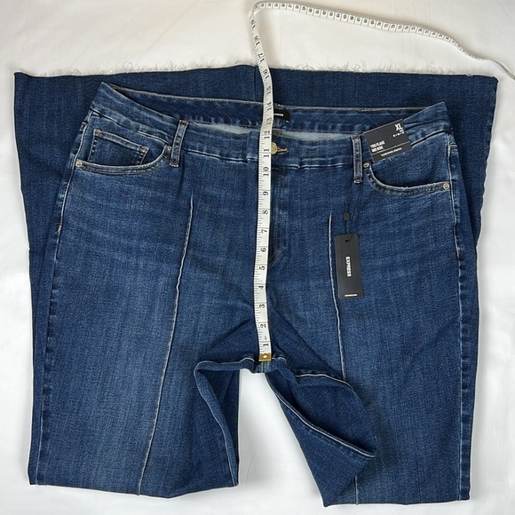 Express Women’s XL Reg 70’s Flare Mid Rise Flexx Hyper Stretch Frayed hem Jean - Picture 10 of 12